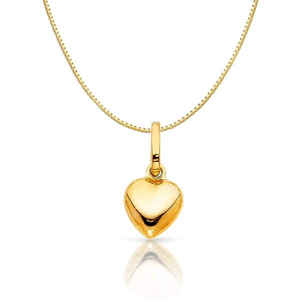 Details about   14K Yellow Gold Heart Locket Pendant with 0.8mm Box Chain 